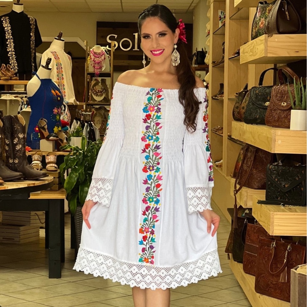 Solei Diana Dress Handmade Mexican Embroidered Floral Design